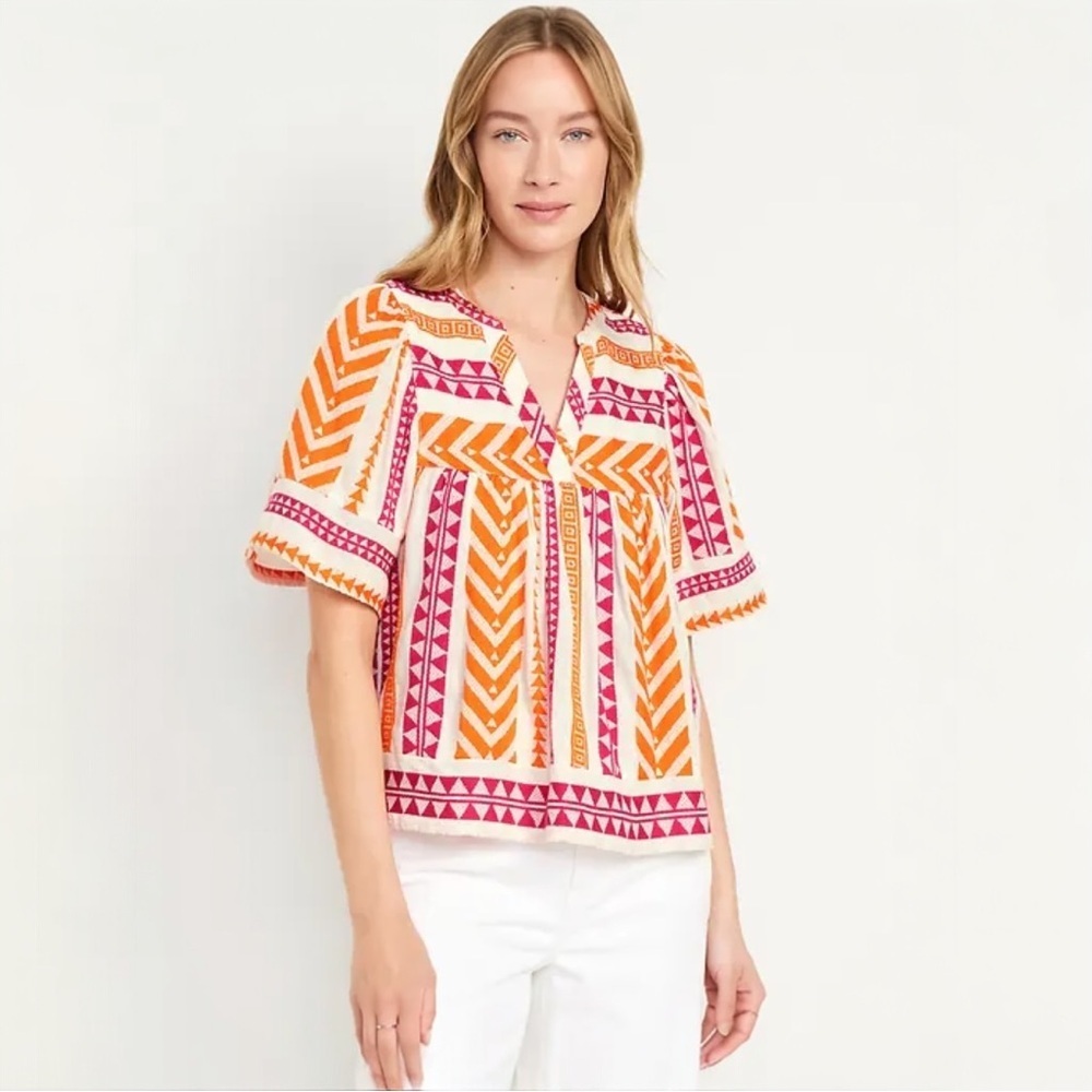 NWT Old Navy Split-Neck Textured Top Large Tall
